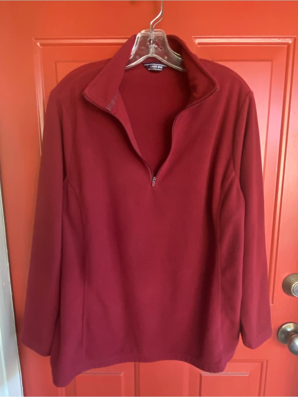 Lands' End Women's Wine-Red Zip-Up Sweater